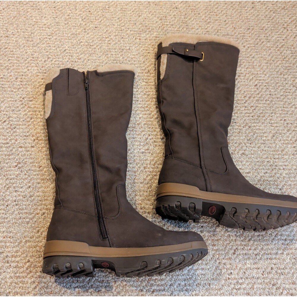 Bare Traps Nettie Boots Womens 9 Brown Tall Zip Faux Fur Winter Snow